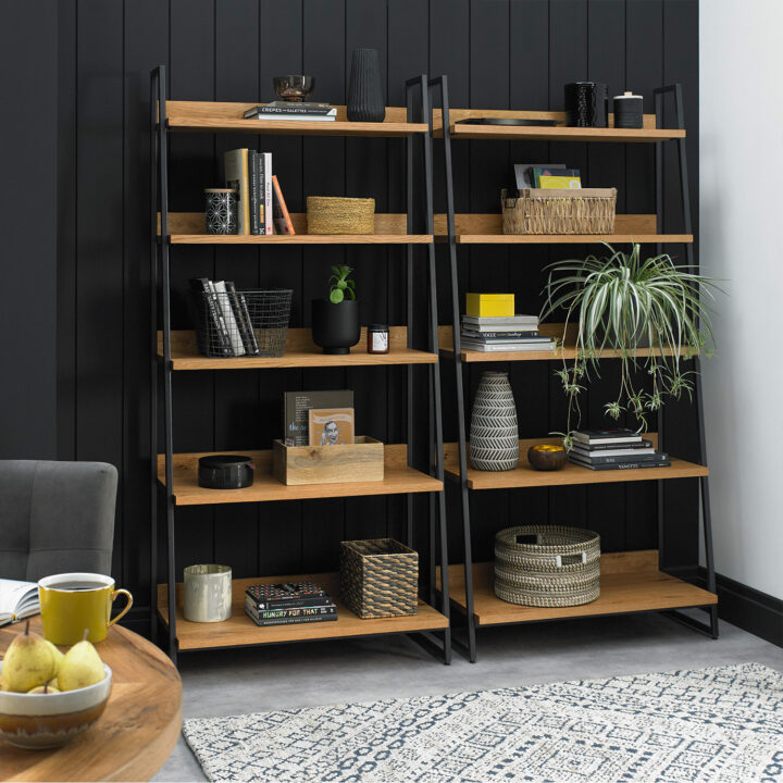 Riiul INDUS 90x43xH190cm, tamm Söögituba H02-400 Vitriinkapid