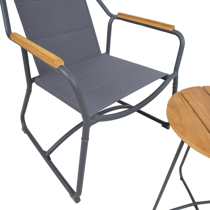 Rõdukomplekt LARISA hall, laud D40xH50cm, 2 tooli 74x75xH85cm, alumiiniumraam Rõdukomplektid Esilehe tooted