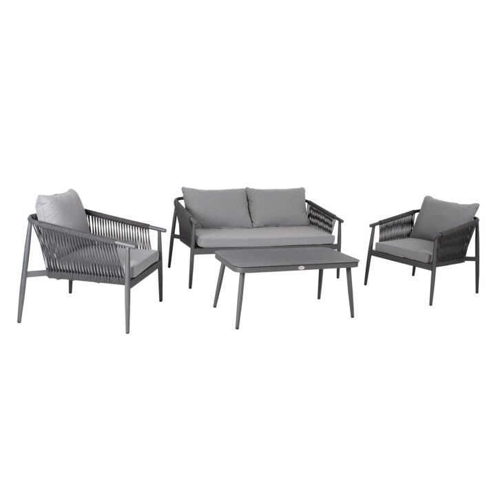 Aiamööbli komplekt WEILBURG laud 100x55xH45cm, diivan 150x77xH73cm, 2 tooli 70x77xH73cm, alumiinium Aiadiivanid ja komplektid Diivanikomplektid