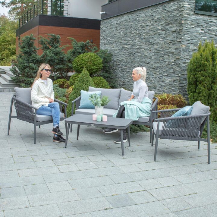 Aiamööbli komplekt WEILBURG laud 100x55xH45cm, diivan 150x77xH73cm, 2 tooli 70x77xH73cm, alumiinium Aiadiivanid ja komplektid Diivanikomplektid