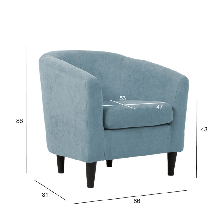 Tugitool WESTER 76×68,5xH74cm, kattematerjal: kangas, värvus: hallikassinine, tumedad plastikjalad Elutoamööbel SARI