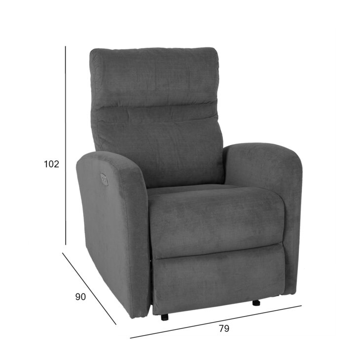 Tugitool recliner SAHARA tumehall, 79x90xH102cm, vineer, metall Elutoamööbel Elutuppa jõuludeks