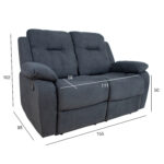 Diivan DIXON 2-kohaline recliner, 155x95xH102cm, tumehall, polüesterkangas, vineer, metall Diivanid Diivanid