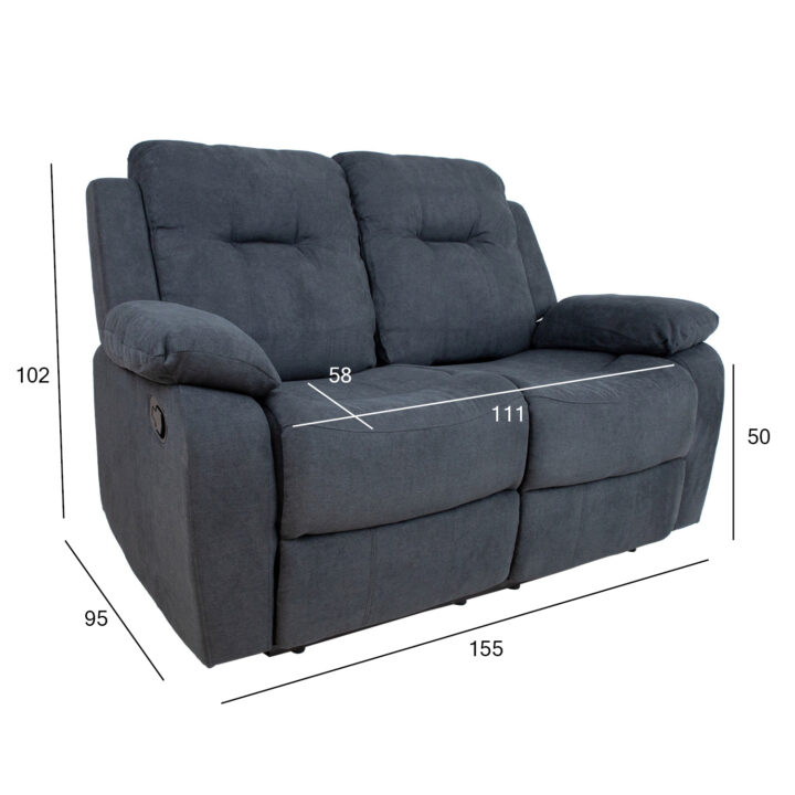 Diivan DIXON 2-kohaline recliner, 155x95xH102cm, tumehall, polüesterkangas, vineer, metall Diivanid Diivanid