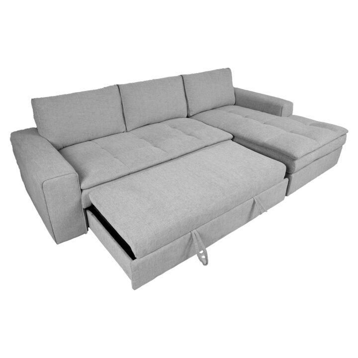 Nurgadiivanvoodi KAJA PN 278×106/170xH85cm, helehall Diivanid