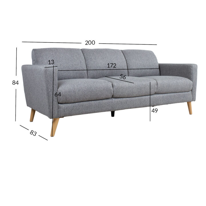 Diivan KAILI 3-kohaline 200x83xH84cm, hall Diivanid Diivanid