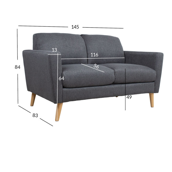 Diivan KAILI 2-kohaline 145x83xH84cm, tumehall Diivanid Diivanid