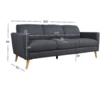 Diivan KAILI 3-kohaline 200x83xH84cm, tumehall Diivanid Diivanid