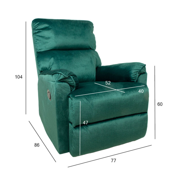 Tugitool GUSTAV manuaalne recliner, roheline samet Elutoamööbel H01-500 Tugitoolid ja kiiktoolid