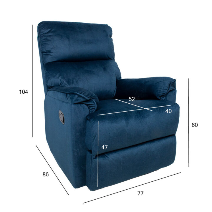 Tugitool GUSTAV manuaalne recliner, tumesinine samet Elutoamööbel H01-500 Tugitoolid ja kiiktoolid