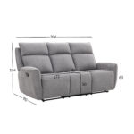 Diivan MAREN 3-kohaline manuaalne recliner 206x90xH104cm, hall Diivanid