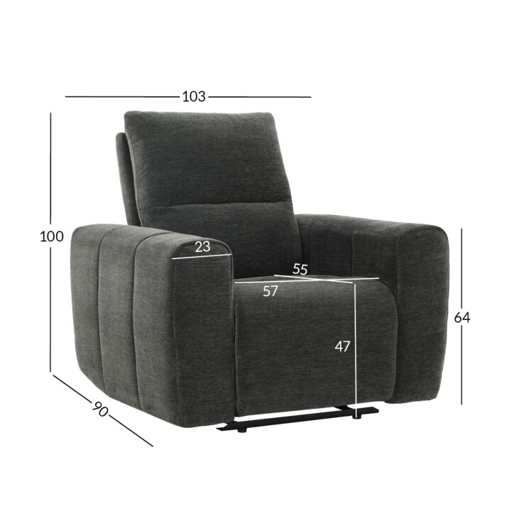 Tugitool MATIAS elektriline recliner 103x90xH100cm, hall Elutoamööbel