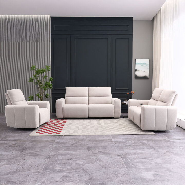 Diivan MATIAS 3-kohaline elektriline recliner 202x90xH100cm, helebeež Diivanid