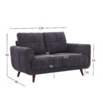 Diivan STEVE 2-kohaline 154x88xH90cm, tumehall Diivanid