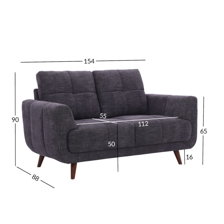 Diivan STEVE 2-kohaline 154x88xH90cm, tumehall Diivanid