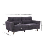 Diivan STEVE 3-kohaline 213x88xH90cm, tumehall Diivanid