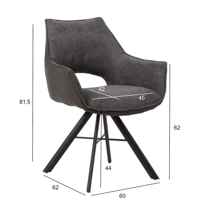 Tool EDDY 60x62xH81,5cm, hall/tumehall, pöörlev Söögilauatoolid, taburetid, pingid H02-300 Söögilauatoolid, taburetid, pin