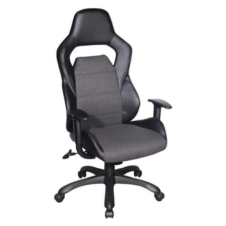 Töötool COMFORT, 69x68xH120-130cm, must/hall, polüesterkangas, kunstnahk, plastik Arvutitoolid ja töötoolid Arvutitoolid ja töötoolid