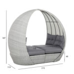 Lebola ASCOT 215x110xH187cm, hall, alumiinium, plastikpunutis Aiadiivanid ja komplektid ASCOT