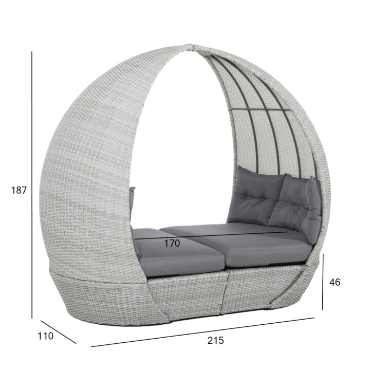 Lebola ASCOT 215x110xH187cm, hall, alumiinium, plastikpunutis Aiadiivanid ja komplektid ASCOT