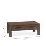 Diivanilaud TURIN 60x110xH40cm suitsutamm, puit, õlitatud Diivanilauad ja abilauad Diivanilauad ja abilauad