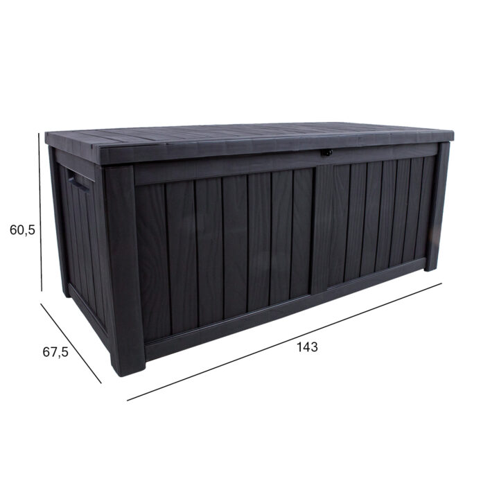 Säilituskast PRAIA 143×67,5×60,5cm/450L, must plastik Aiadiivanid ja komplektid G02-500 Padjakastid