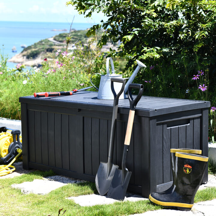 Säilituskast PRAIA 143×67,5×60,5cm/450L, must plastik Aiadiivanid ja komplektid G02-500 Padjakastid