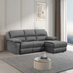 Nurgadiivan BERIT PN manuaalne recliner 214×95/160xH98cm, tumehall Diivanid Diivanid