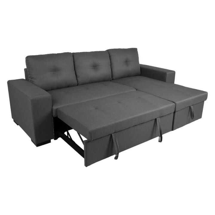 Nurgadiivanvoodi CARITA 240×90/160xH94cm, tumehall Diivanid Diivanid
