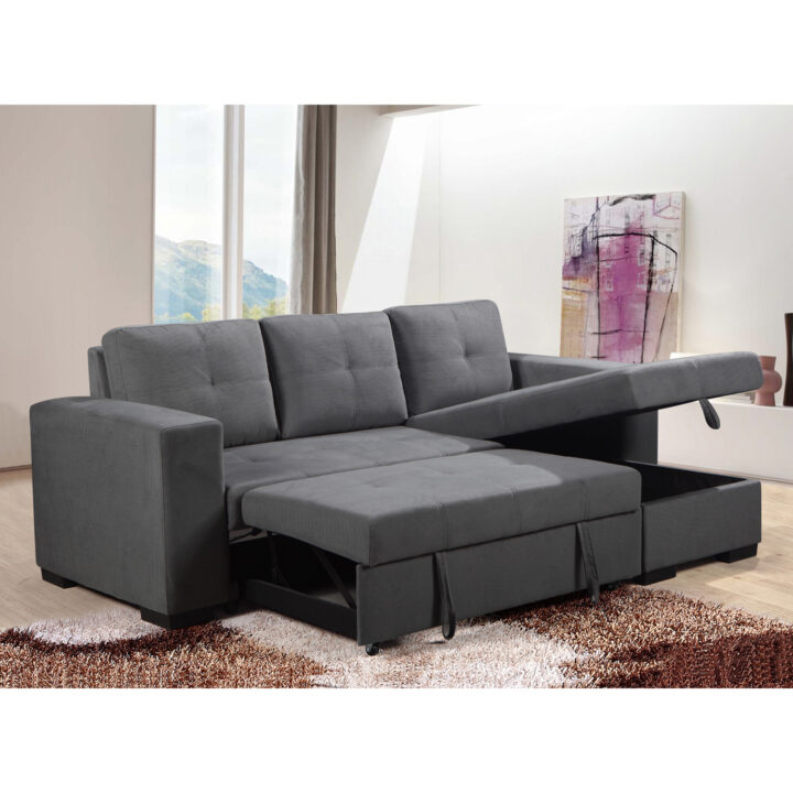 Nurgadiivanvoodi CARITA 240×90/160xH94cm, tumehall Diivanid Diivanid