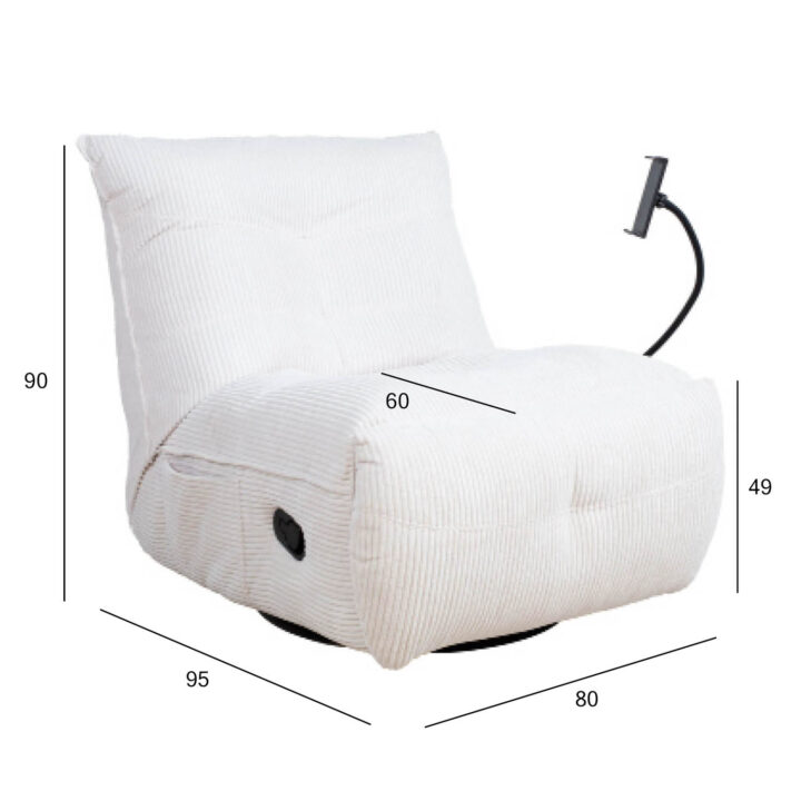 Puhketool WIN-WIN manuaalne recliner 80x95xH90cm, koorevalge Elutoamööbel Tugitoolid ja kiiktoolid