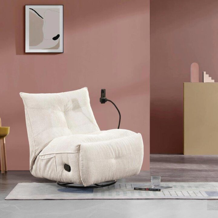 Puhketool WIN-WIN manuaalne recliner 80x95xH90cm, koorevalge Elutoamööbel Tugitoolid ja kiiktoolid