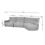 Nurgadiivan CANNES PN elektriline recliner 310×91/101xH92cm, hall Diivanid