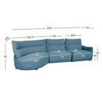 Nurgadiivan CANNES VN elektriline recliner 310×101/91xH92cm, hallikassinine Diivanid
