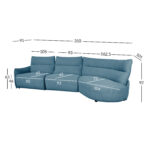 Nurgadiivan CANNES PN elektriline recliner 310×91/101xH92cm, hallikassinine Diivanid