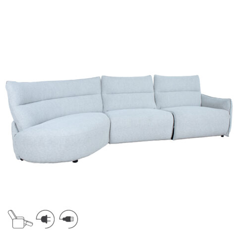 Nurgadiivan CANNES VN elektriline recliner 310×101/91xH92cm, helehall Diivanid