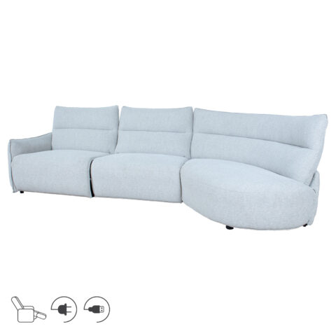 Nurgadiivan CANNES PN elektriline recliner 310×91/101xH92cm, helehall Diivanid