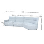 Nurgadiivan CANNES PN elektriline recliner 310×91/101xH92cm, helehall Diivanid