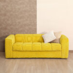 Diivanvoodi STELLA vedrumadratsiga 206x94xH70cm, kollane Diivanid