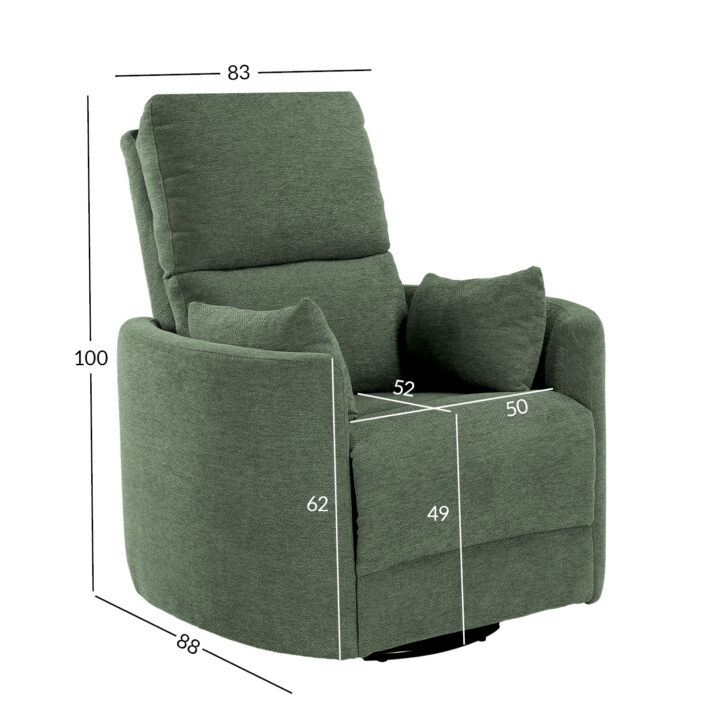 Tugitool STINA kiikuv ja pöörlev manuaalne recliner 83x88xH100cm, roheline Elutoamööbel