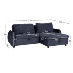 Nurgadiivanvoodi CLOUD 226×95/160x88cm, sinine Diivanid