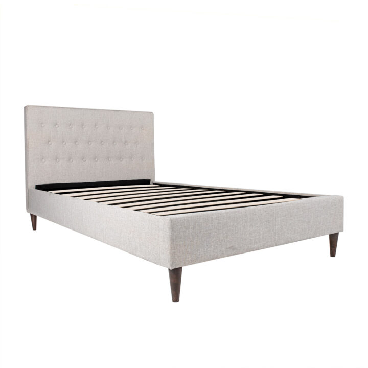 Voodi EMILIA 180x200cm, beež, 186,5x219xH105cm, MDF, puit, polüesterkangas Magamistuba H03-100 Voodid