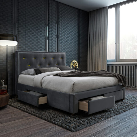 Voodi GLOSSY 160x200cm, ilma madratsita, hall Magamistuba H03-100 Voodid