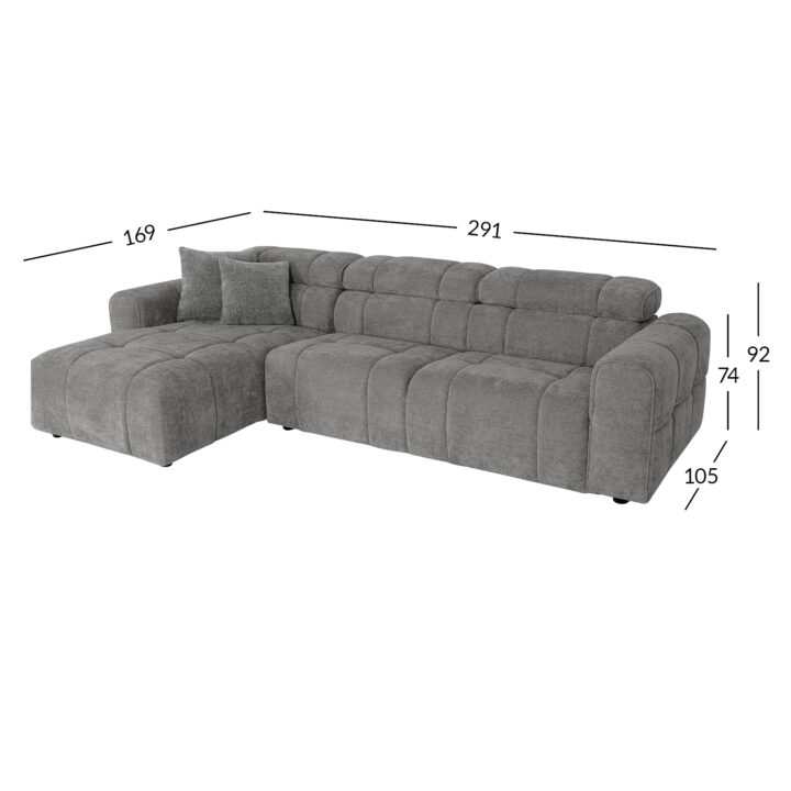 Nurgadiivan BELISMA VN 291×169/105xH74/92cm, beež Diivanid