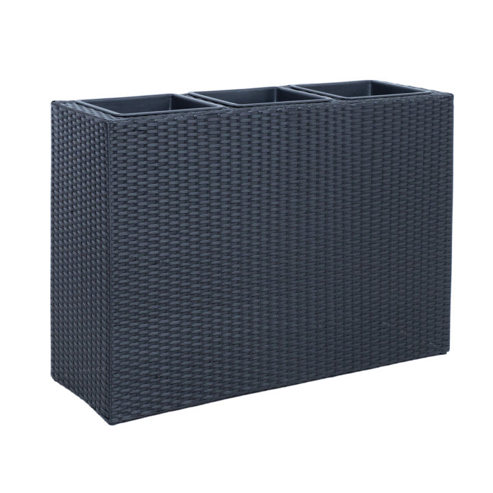 Lillekast WICKER 84x30xH62cm, must Lillepotid ja rõdukastid