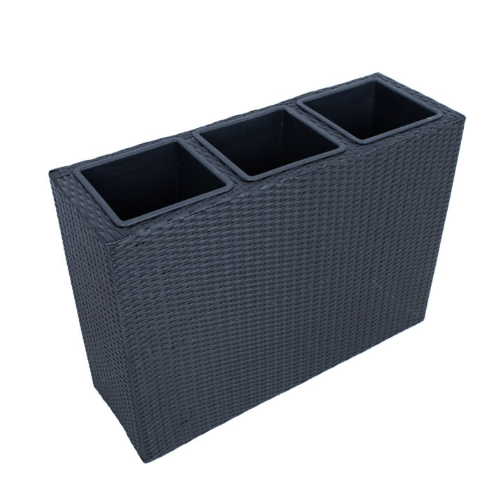 Lillekast WICKER 84x30xH62cm, must Lillepotid ja rõdukastid