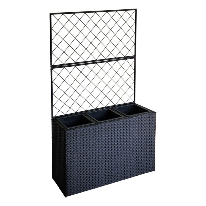 Lillekast WICKER taimetoega 83x29xH55/146cm, must Lillepotid ja rõdukastid