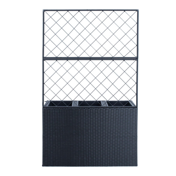 Lillekast WICKER taimetoega 83x29xH55/146cm, must Lillepotid ja rõdukastid