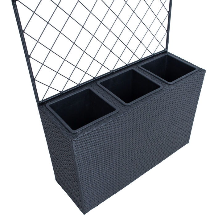 Lillekast WICKER taimetoega 83x29xH55/146cm, must Lillepotid ja rõdukastid