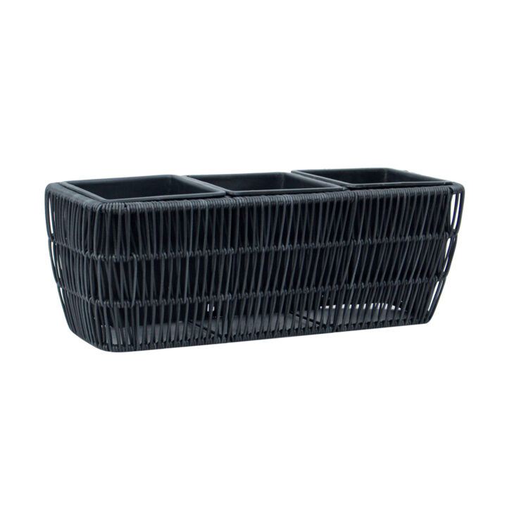 Lillekast WICKER 43x16xH16cm, must Lillepotid ja lillekastid Esilehe tooted